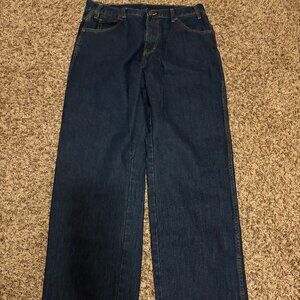 Dickies Men's Jeans 33 W X 32 L Dark Blue Denim Straight Leg Pockets Belt Loops